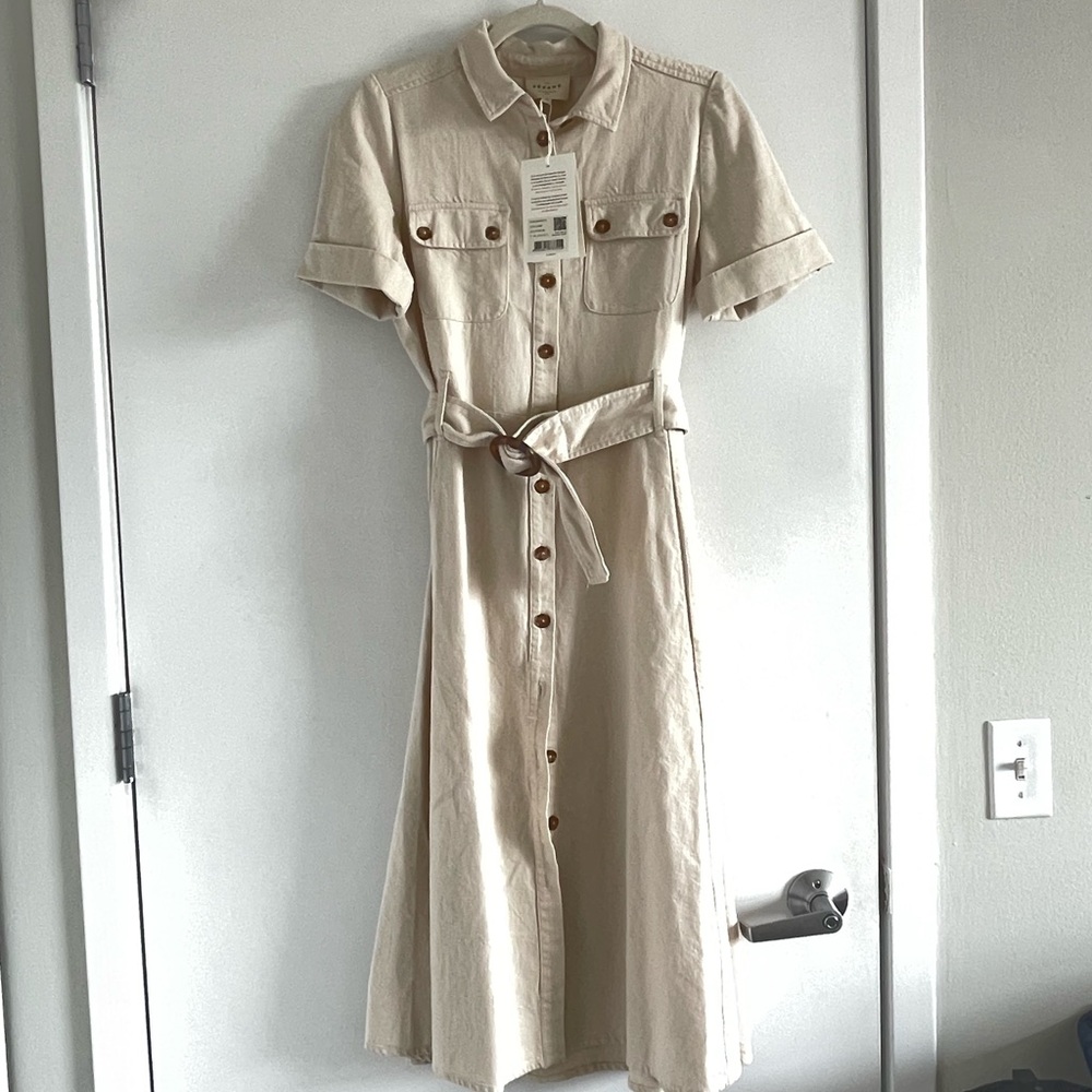Sezane Jeannette Dress in Mottled Ecru NWT